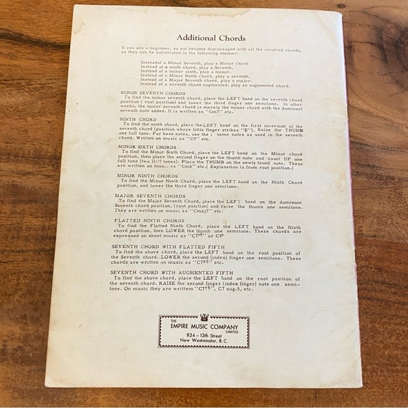 Old 1950s Vintage Piano Chords Playing Book- Vintage Music Book 36pg - Picture 7 of 14